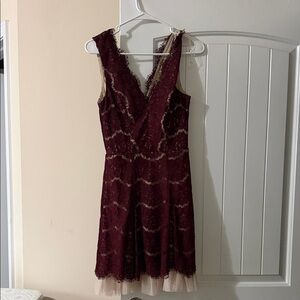 Trixxi Burgundy Lace Mini Dress